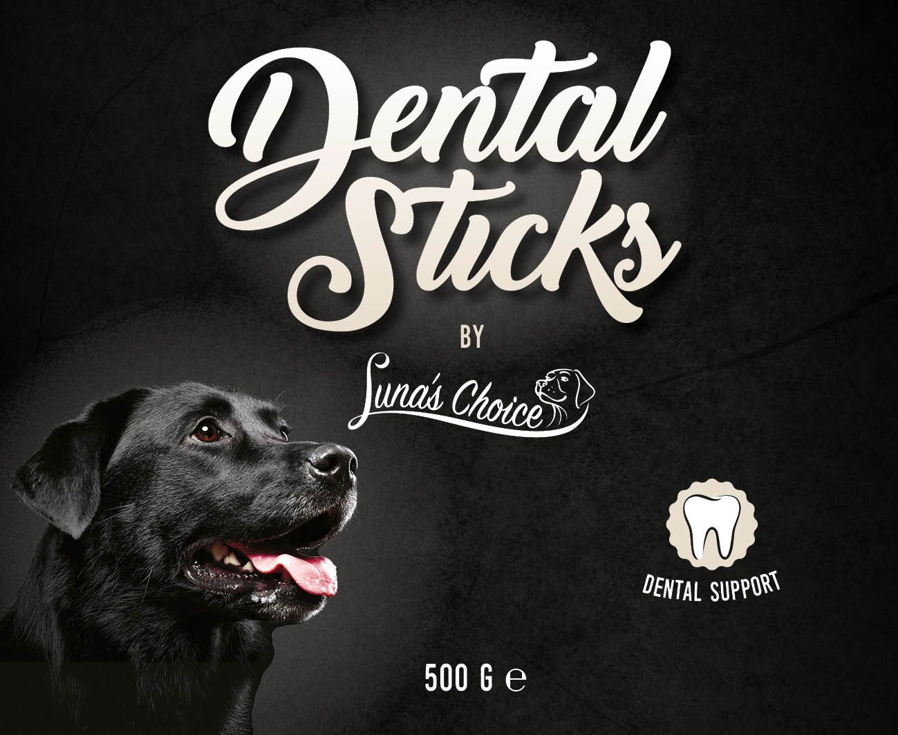 пръчици за дентална грижа lunas choice dental sticks 500 г - етикет лице