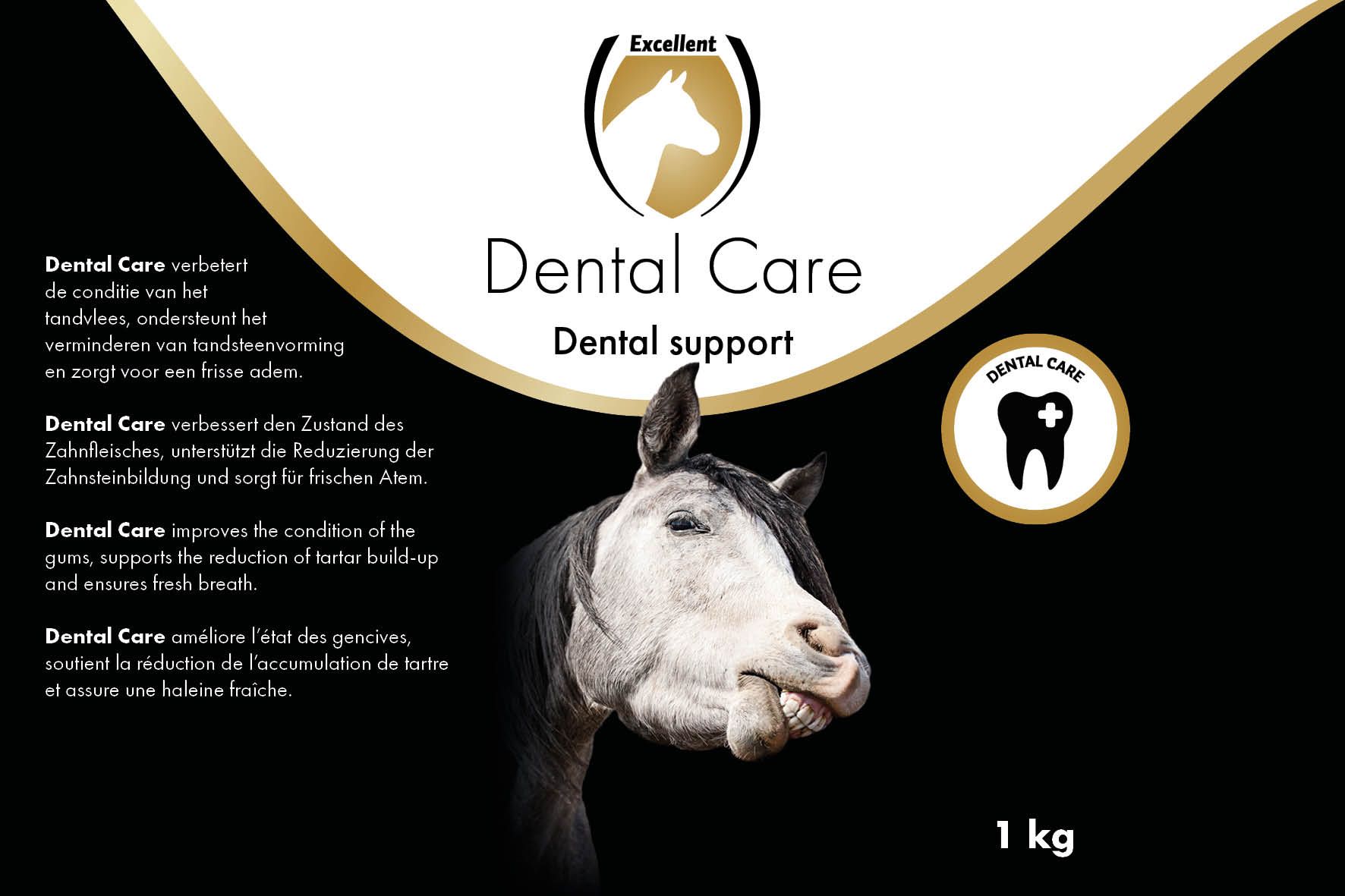 грижа за здрави зъби и венци excellent horse dental care 1 кг - хранителна добавка за коне - етикет лице