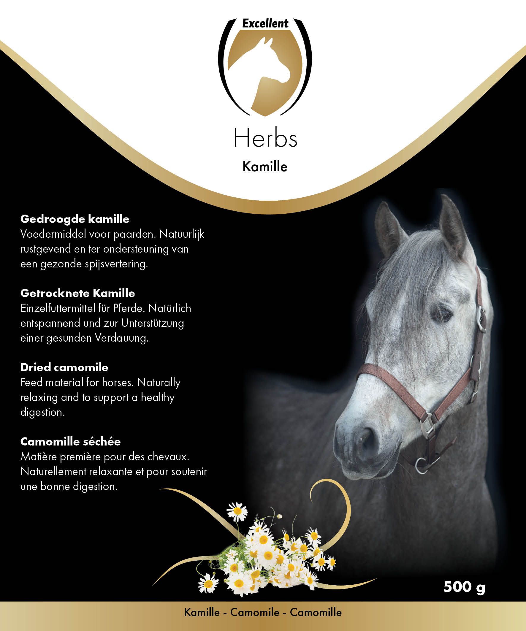 хранителна смес за коне с билки от лайка excellent horse 500 г herb0161a - етикет лице