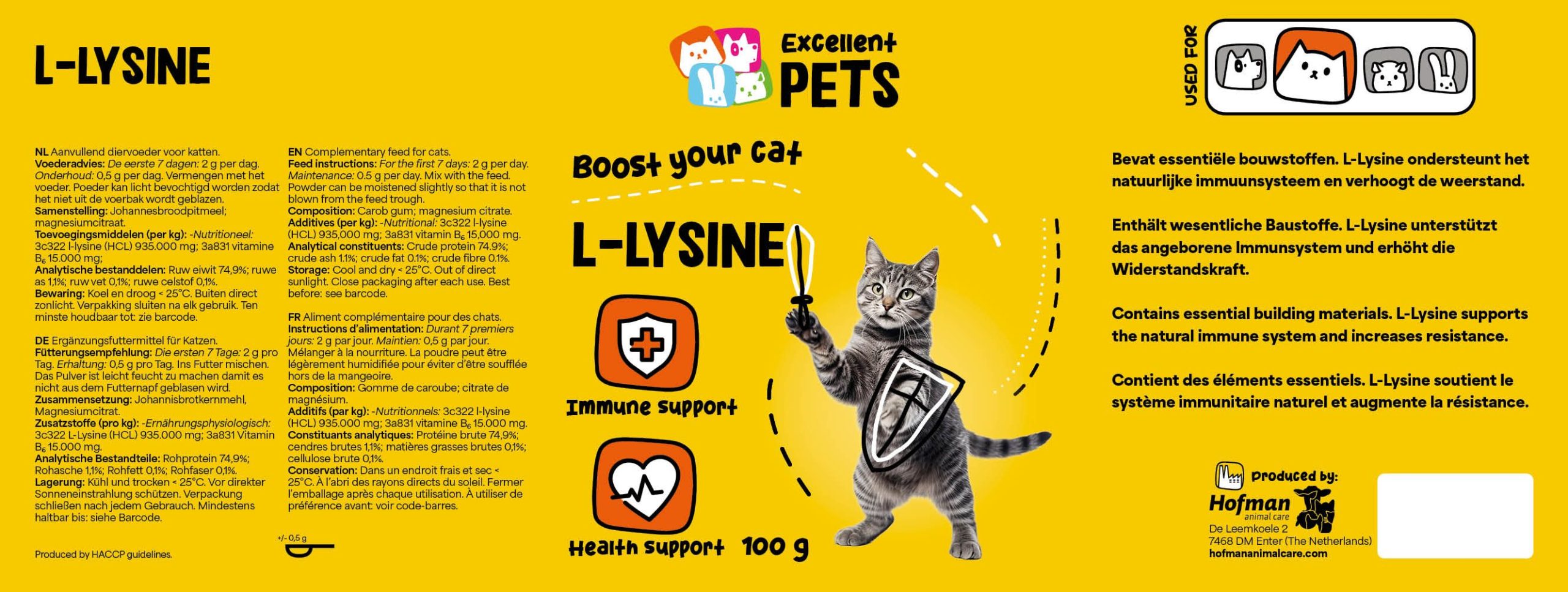 имуностимулатор л-лизин catl002 - l-lysine excellent pets 100 г - етикет